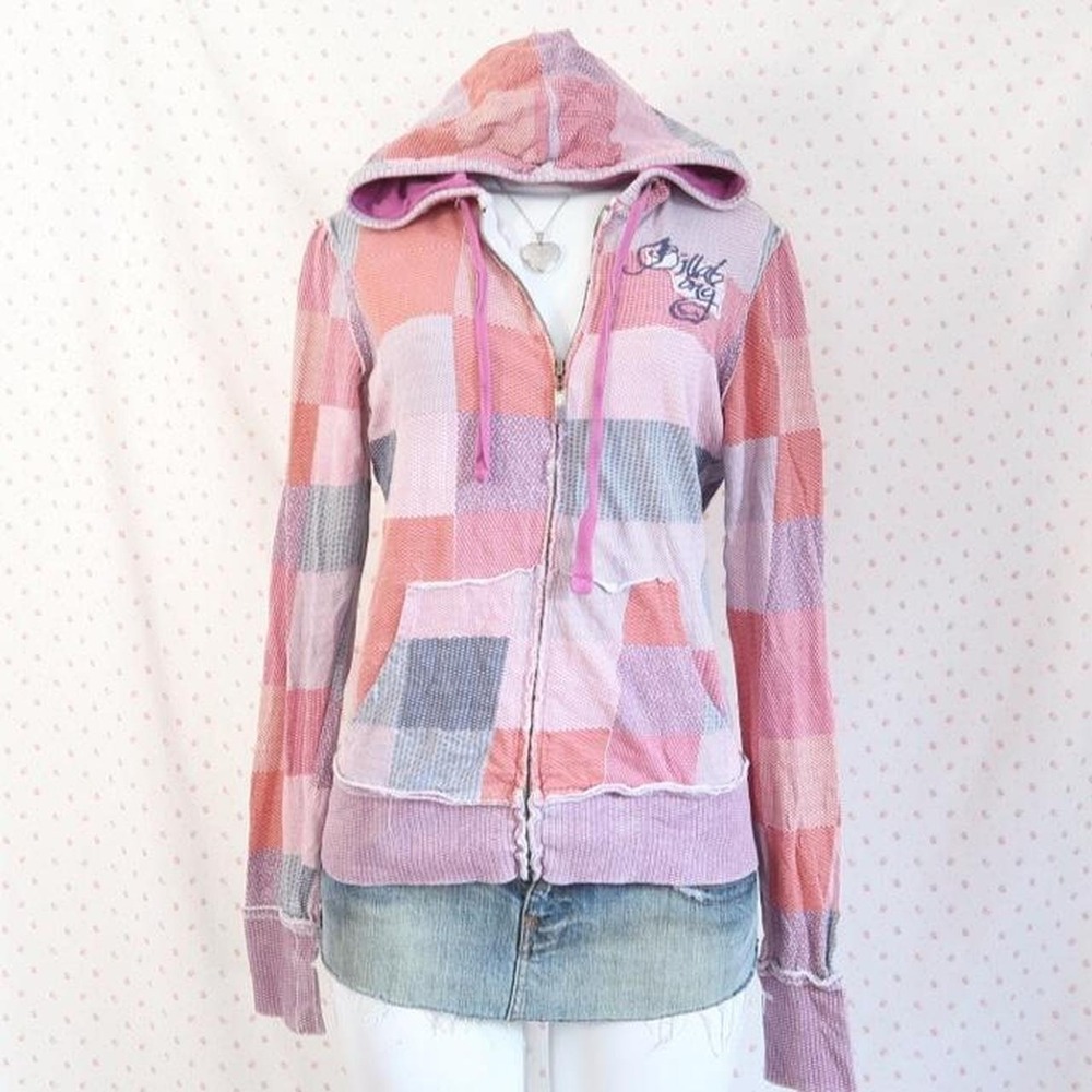 y2k billabong zip up hoodie pink blue